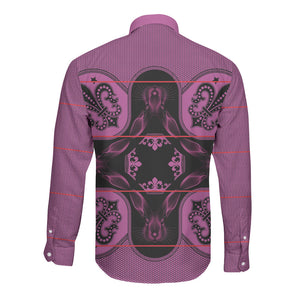 Bafokeng Rabbit Crown Palesa ea kharanium Long Sleeve Button Shirt Pink Seanamarena Basotho Blanket Inspired