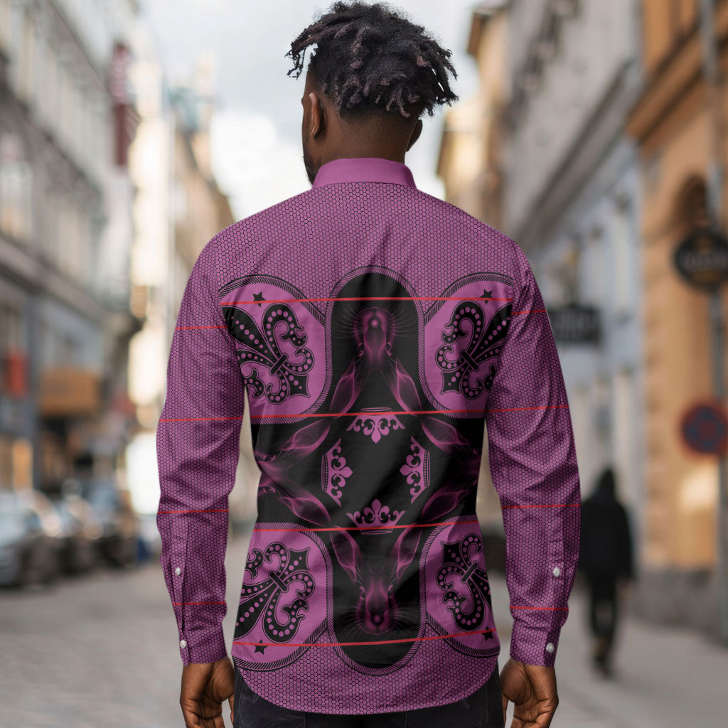 Bafokeng Rabbit Crown Palesa ea kharanium Long Sleeve Button Shirt Pink Seanamarena Basotho Blanket Inspired