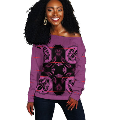 Bafokeng Rabbit Crown Palesa ea kharanium Off Shoulder Sweater Pink Seanamarena Basotho Blanket Inspired