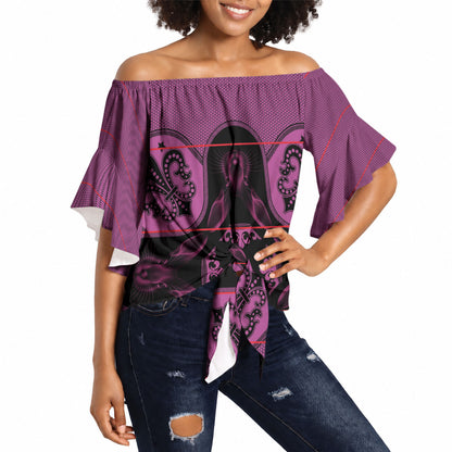 Bafokeng Rabbit Crown Palesa ea kharanium Off Shoulder Wrap Waist Top Pink Seanamarena Basotho Blanket Inspired