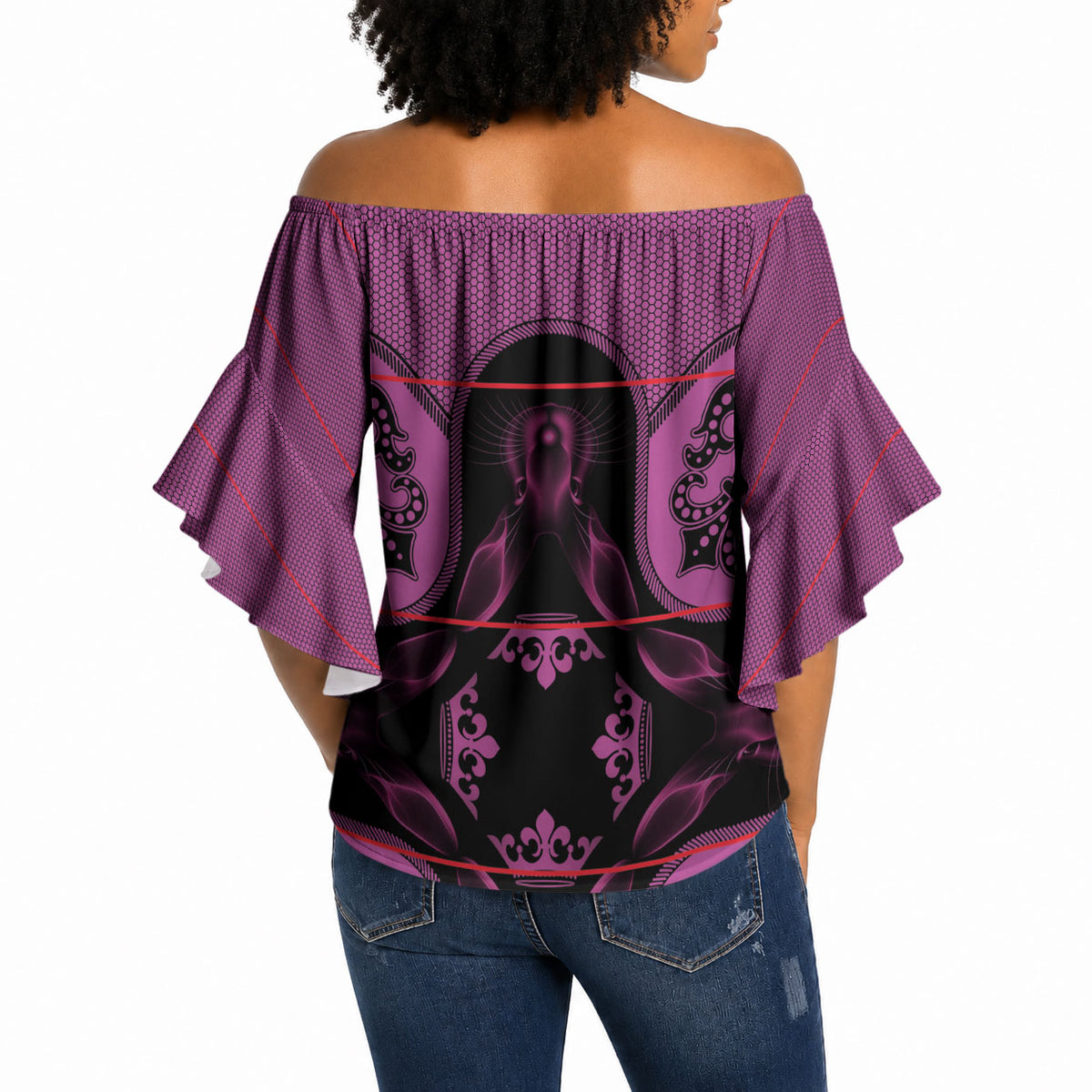 Bafokeng Rabbit Crown Palesa ea kharanium Off Shoulder Wrap Waist Top Pink Seanamarena Basotho Blanket Inspired