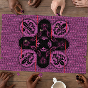 Bafokeng Rabbit Crown Palesa ea kharanium Puzzle Pink Seanamarena Basotho Blanket Inspired
