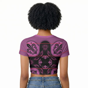 Bafokeng Rabbit Crown Palesa ea kharanium Raglan Cropped T shirt Pink Seanamarena Basotho Blanket Inspired
