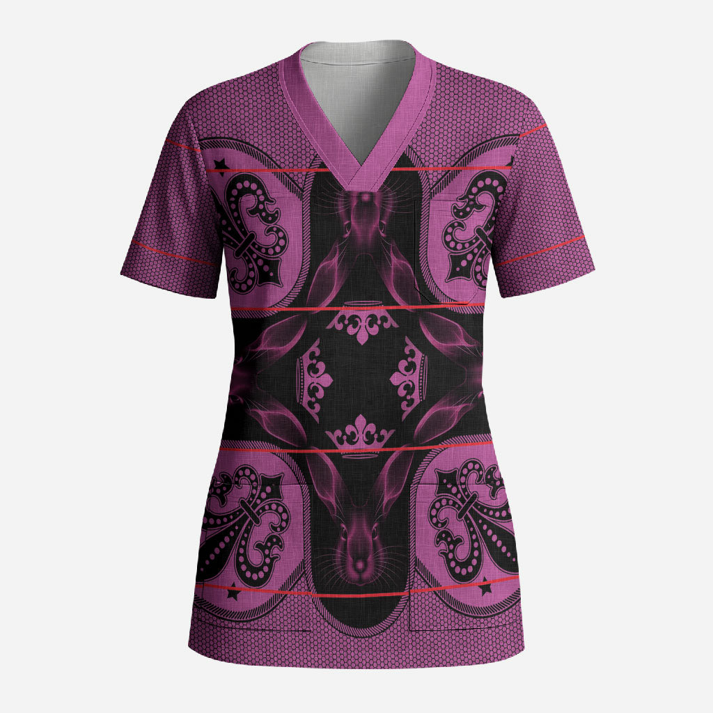 Bafokeng Rabbit Crown Palesa ea kharanium Scrub Top Pink Seanamarena Basotho Blanket Inspired