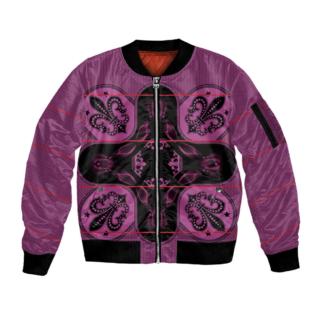 Bafokeng Rabbit Crown Palesa ea kharanium Sleeve Zip Bomber Jacket Pink Seanamarena Basotho Blanket Inspired