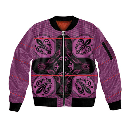 Bafokeng Rabbit Crown Palesa ea kharanium Sleeve Zip Bomber Jacket Pink Seanamarena Basotho Blanket Inspired