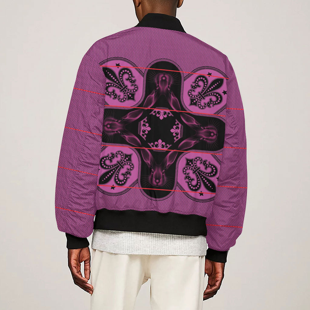 Bafokeng Rabbit Crown Palesa ea kharanium Sleeve Zip Bomber Jacket Pink Seanamarena Basotho Blanket Inspired