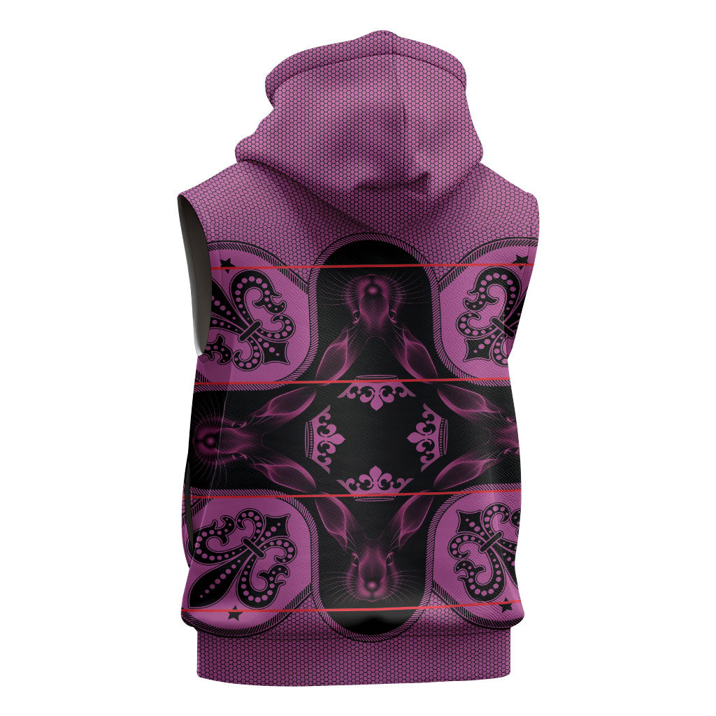 Bafokeng Rabbit Crown Palesa ea kharanium Sleeveless Hoodie Pink Seanamarena Basotho Blanket Inspired