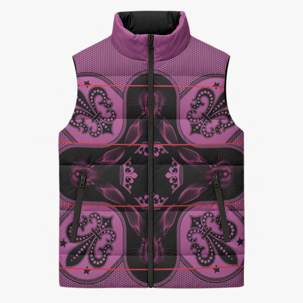 Bafokeng Rabbit Crown Palesa ea kharanium Sleeveless Puffer Jacket Pink Seanamarena Basotho Blanket Inspired