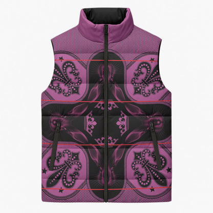 Bafokeng Rabbit Crown Palesa ea kharanium Sleeveless Puffer Jacket Pink Seanamarena Basotho Blanket Inspired