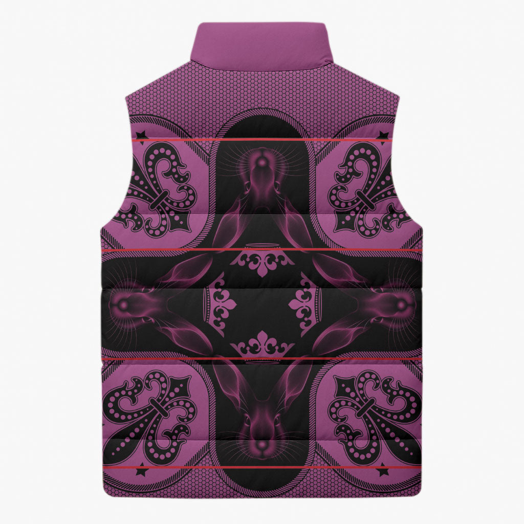 Bafokeng Rabbit Crown Palesa ea kharanium Sleeveless Puffer Jacket Pink Seanamarena Basotho Blanket Inspired