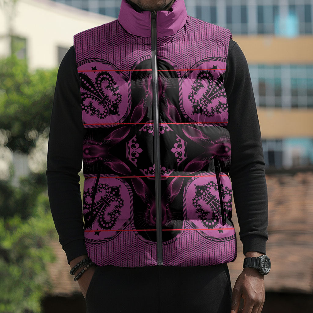 Bafokeng Rabbit Crown Palesa ea kharanium Sleeveless Puffer Jacket Pink Seanamarena Basotho Blanket Inspired