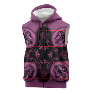 Bafokeng Rabbit Crown Palesa ea kharanium Sleeveless Zip Hoodie Pink Seanamarena Basotho Blanket Inspired