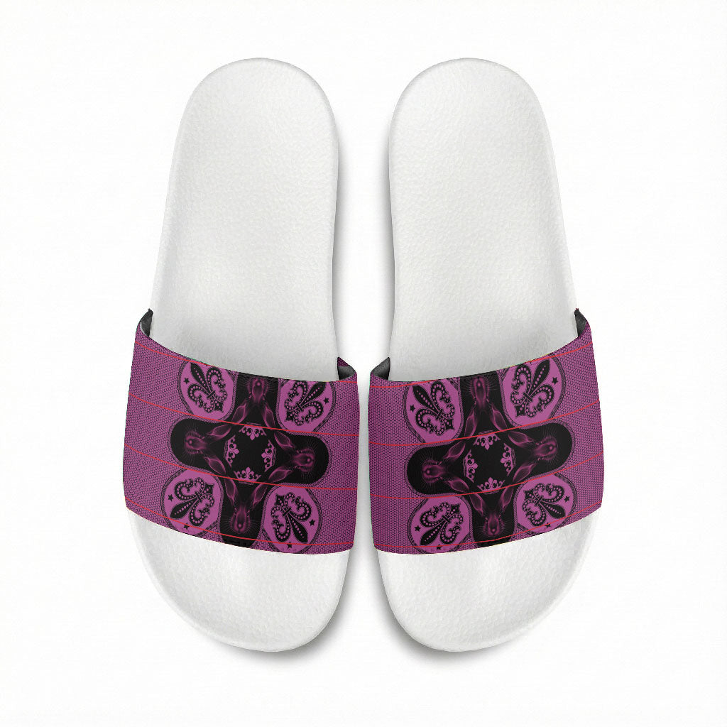 Bafokeng Rabbit Crown Palesa ea kharanium Slide Sandals Pink Seanamarena Basotho Blanket Inspired