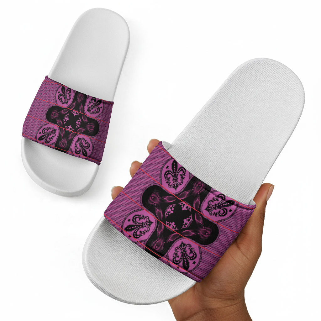 Bafokeng Rabbit Crown Palesa ea kharanium Slide Sandals Pink Seanamarena Basotho Blanket Inspired