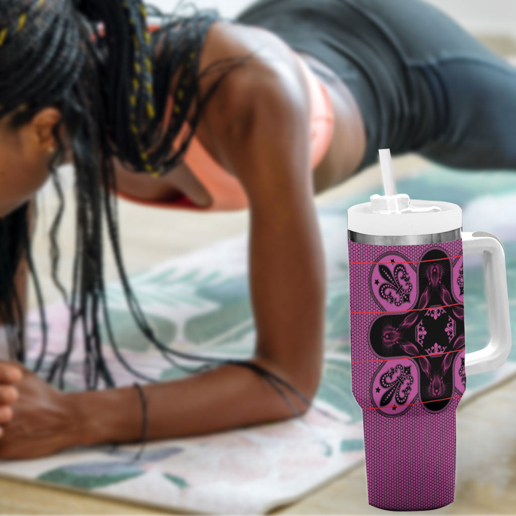 Bafokeng Rabbit Crown Palesa ea kharanium Tumbler With Handle Pink Seanamarena Basotho Blanket Inspired