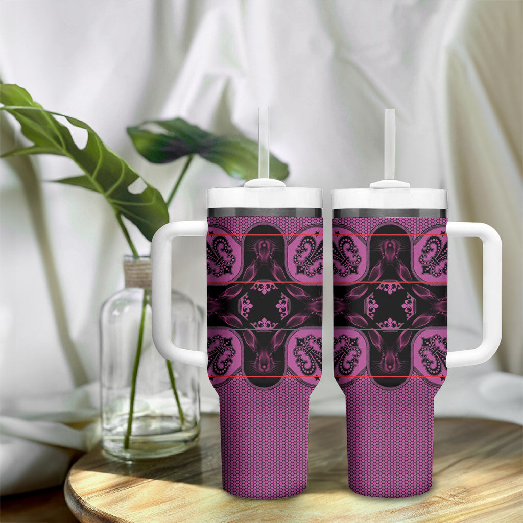 Bafokeng Rabbit Crown Palesa ea kharanium Tumbler With Handle Pink Seanamarena Basotho Blanket Inspired
