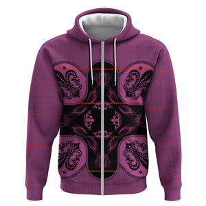 Bafokeng Rabbit Crown Palesa ea kharanium Zip Hoodie Pink Seanamarena Basotho Blanket Inspired