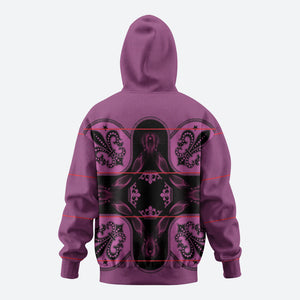 Bafokeng Rabbit Crown Palesa ea kharanium Zip Hoodie Pink Seanamarena Basotho Blanket Inspired