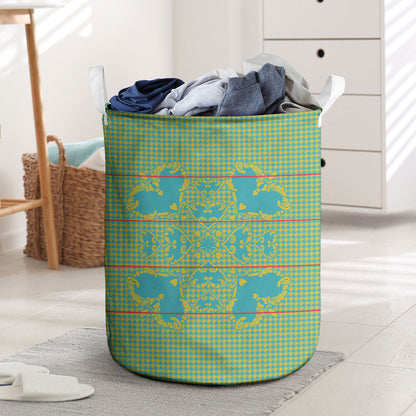 Green Hearts Crown Traditional Geometry Laundry Basket Seanamarena Basotho Blanket Inspired