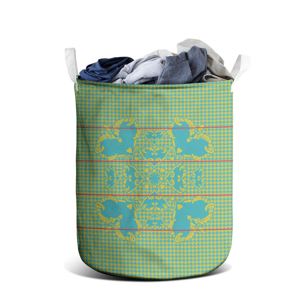 Green Hearts Crown Traditional Geometry Laundry Basket Seanamarena Basotho Blanket Inspired