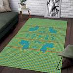 Green Hearts Crown Traditional Geometry Area Rug Seanamarena Basotho Blanket Inspired