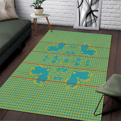 Green Hearts Crown Traditional Geometry Area Rug Seanamarena Basotho Blanket Inspired