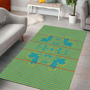 Green Hearts Crown Traditional Geometry Area Rug Seanamarena Basotho Blanket Inspired