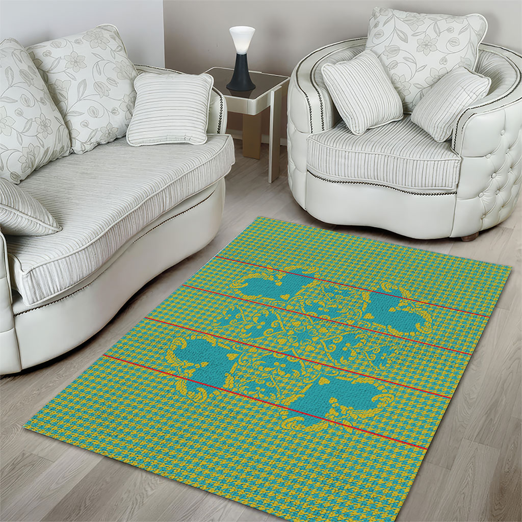 Green Hearts Crown Traditional Geometry Area Rug Seanamarena Basotho Blanket Inspired