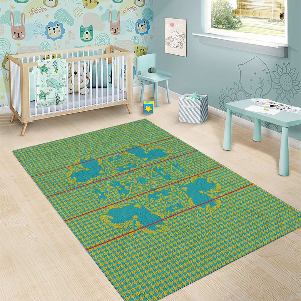 Green Hearts Crown Traditional Geometry Area Rug Seanamarena Basotho Blanket Inspired