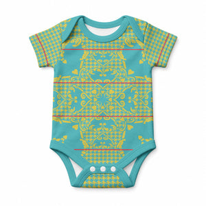 Green Hearts Crown Traditional Geometry Baby Onesie Seanamarena Basotho Blanket Inspired