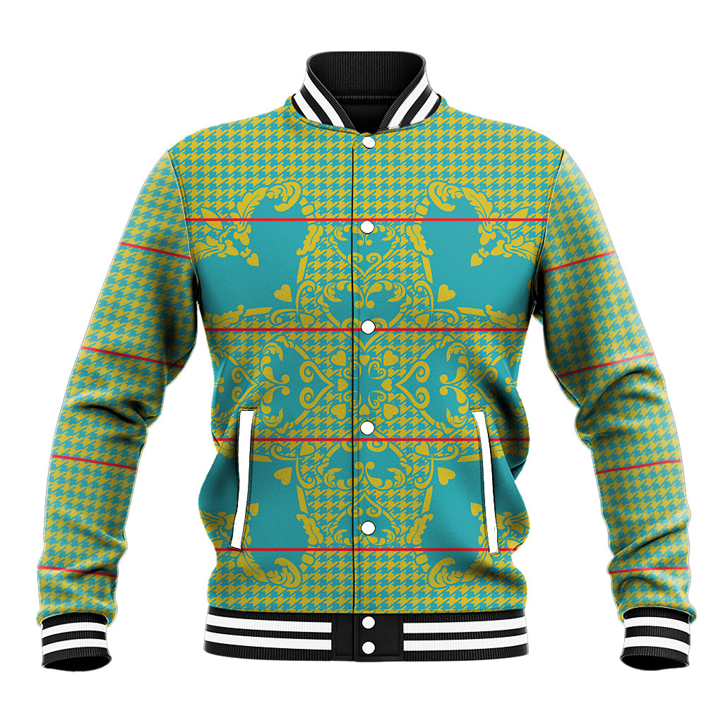 Green Hearts Crown Traditional Geometry Baseball Jacket Seanamarena Basotho Blanket Inspired