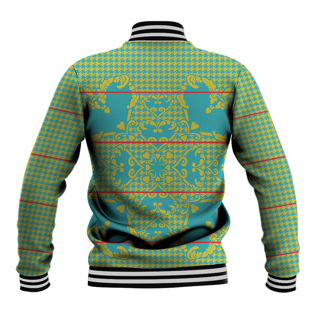 Green Hearts Crown Traditional Geometry Baseball Jacket Seanamarena Basotho Blanket Inspired