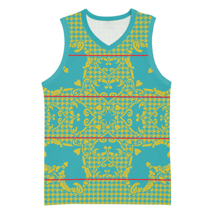 Green Hearts Crown Traditional Geometry Basketball Jersey Seanamarena Basotho Blanket Inspired