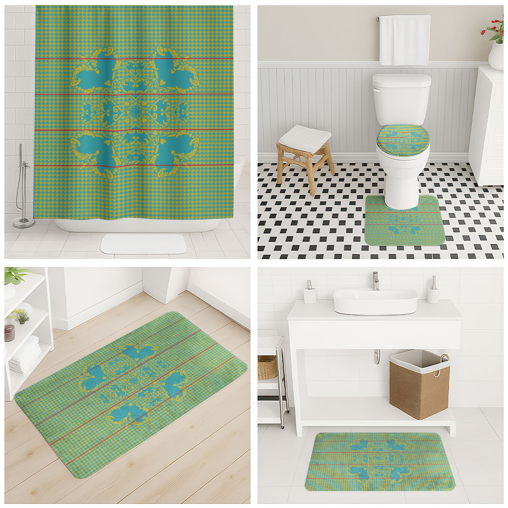 Green Hearts Crown Traditional Geometry Bathroom Set Seanamarena Basotho Blanket Inspired