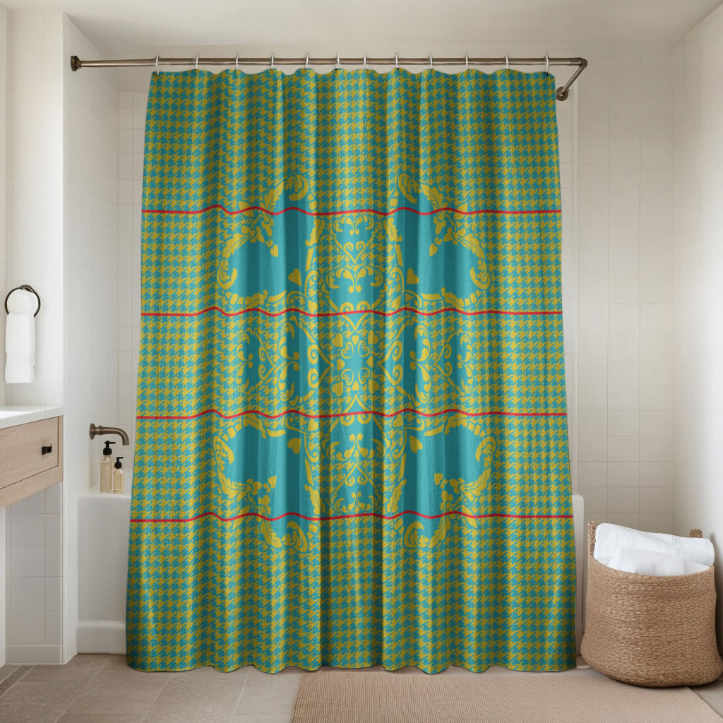 Green Hearts Crown Traditional Geometry Bathroom Set Seanamarena Basotho Blanket Inspired