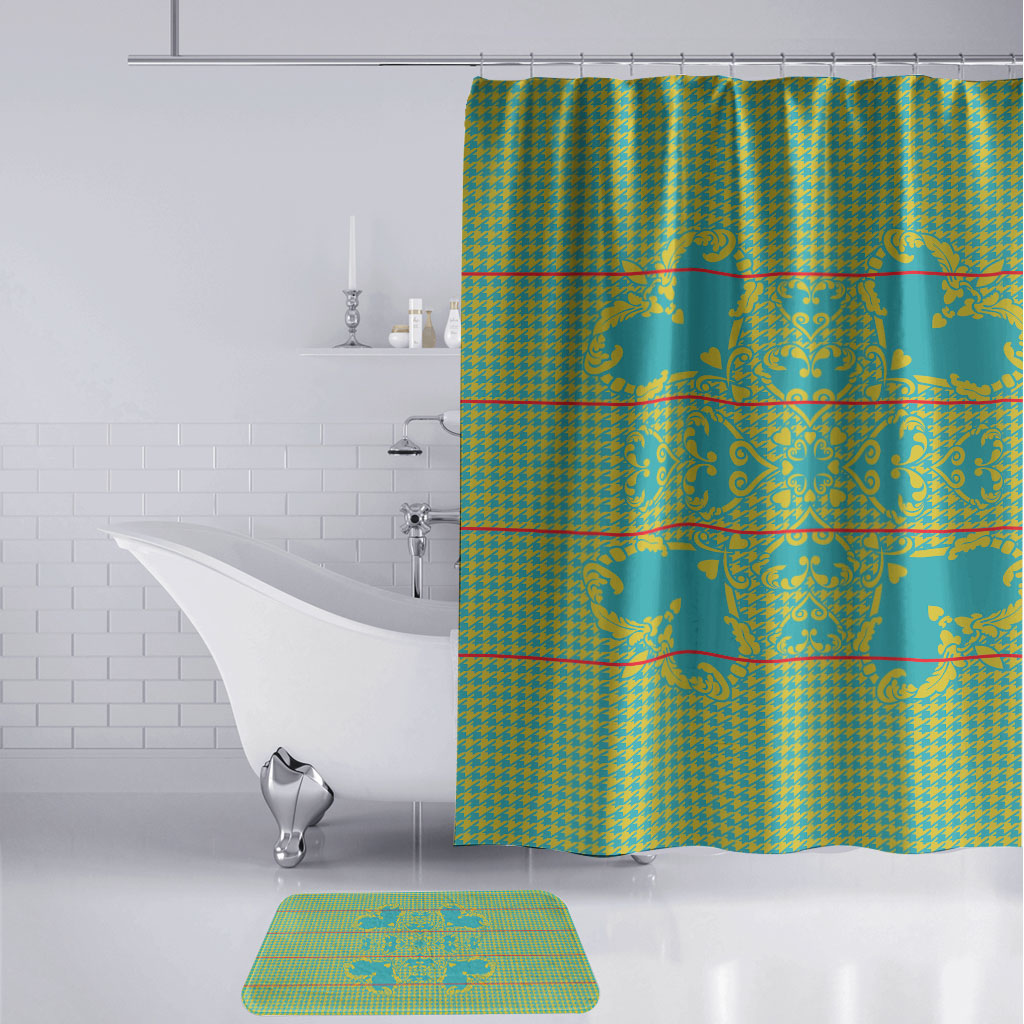 Green Hearts Crown Traditional Geometry Bathroom Set Seanamarena Basotho Blanket Inspired
