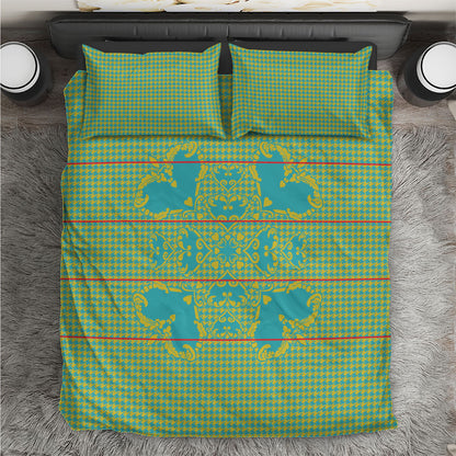 Green Hearts Crown Traditional Geometry Bedding Set Seanamarena Basotho Blanket Inspired