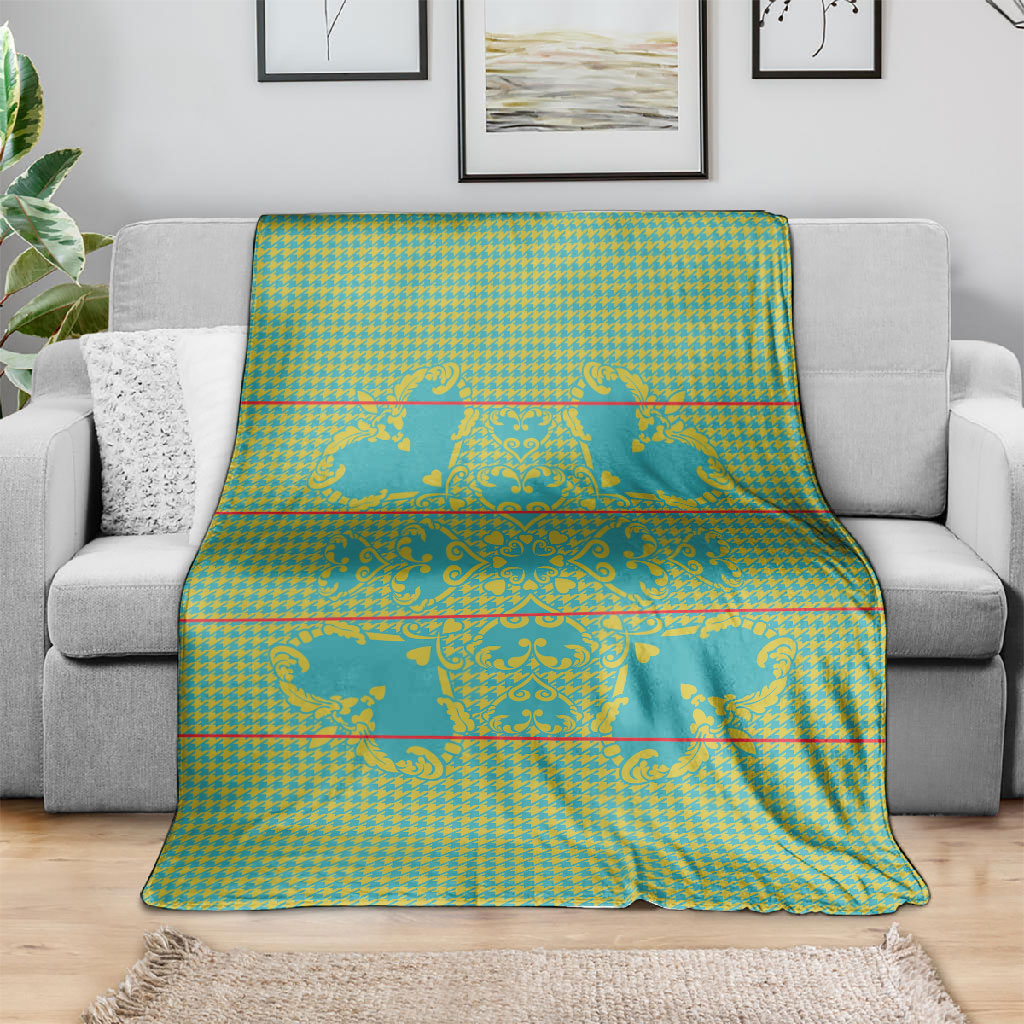Green Hearts Crown Traditional Geometry Blanket Seanamarena Basotho Blanket Inspired