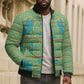 Green Hearts Crown Traditional Geometry Bomber Puffer Jacket Seanamarena Basotho Blanket Inspired