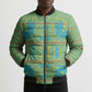Green Hearts Crown Traditional Geometry Bomber Puffer Jacket Seanamarena Basotho Blanket Inspired