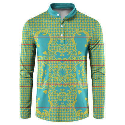Green Hearts Crown Traditional Geometry Button Sweatshirt Seanamarena Basotho Blanket Inspired