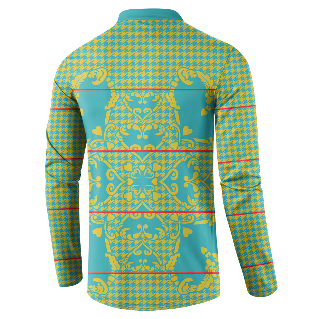 Green Hearts Crown Traditional Geometry Button Sweatshirt Seanamarena Basotho Blanket Inspired