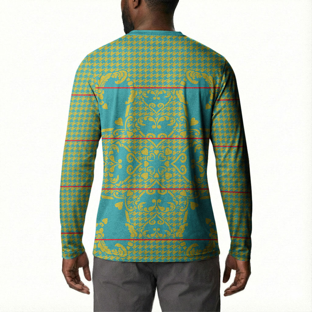 Green Hearts Crown Traditional Geometry Button Sweatshirt Seanamarena Basotho Blanket Inspired