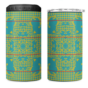 Green Hearts Crown Traditional Geometry 4 in 1 Can Cooler Tumbler Seanamarena Basotho Blanket Inspired