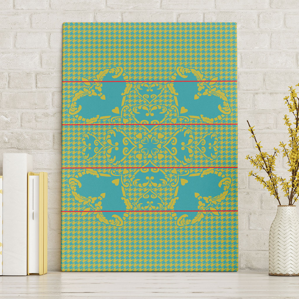 Green Hearts Crown Traditional Geometry Canvas Wall Art Seanamarena Basotho Blanket Inspired
