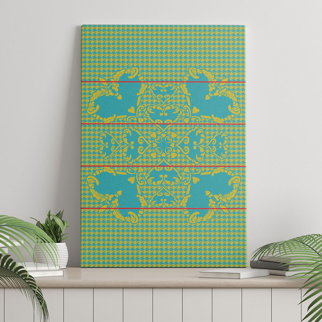 Green Hearts Crown Traditional Geometry Canvas Wall Art Seanamarena Basotho Blanket Inspired