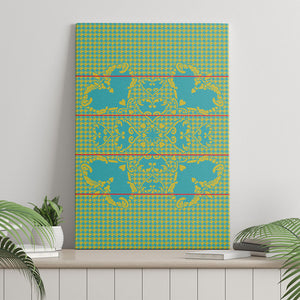 Green Hearts Crown Traditional Geometry Canvas Wall Art Seanamarena Basotho Blanket Inspired