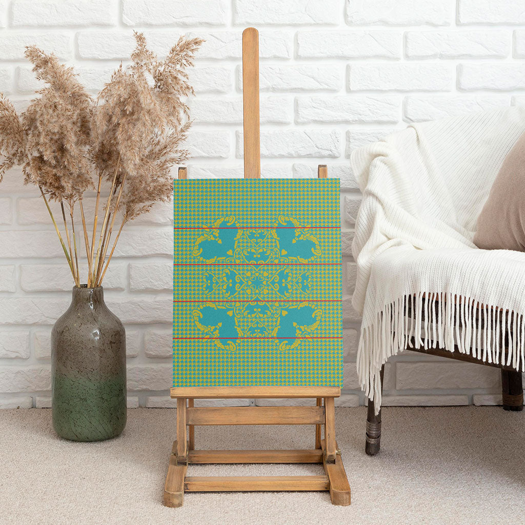 Green Hearts Crown Traditional Geometry Canvas Wall Art Seanamarena Basotho Blanket Inspired