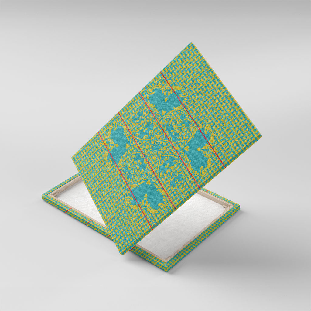 Green Hearts Crown Traditional Geometry Canvas Wall Art Seanamarena Basotho Blanket Inspired
